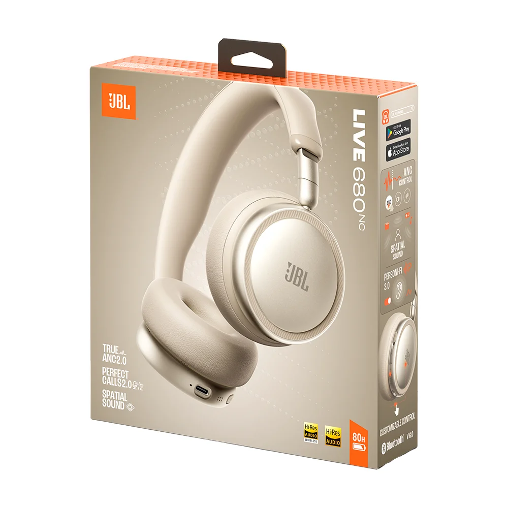 Audífonos On-Ear Inalámbricos JBL Live 680NC Cancelación Ruido Adaptativa Bluetooth Champagne - JBLLIVE680NCCPGAM