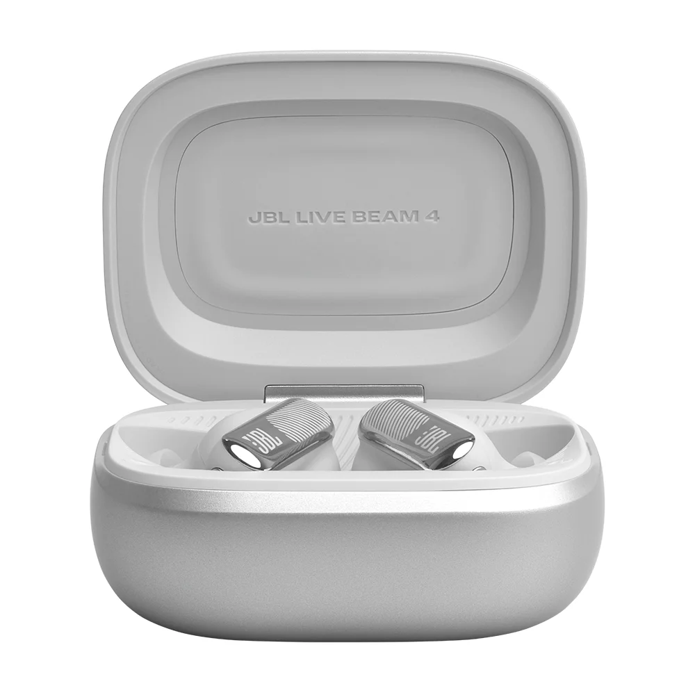 Audífonos In-Ear True Wireless JBL Live Beam 4 Cancelación Ruido Case con Pantalla Plateado - JBLLIVEBEAM4SILAM