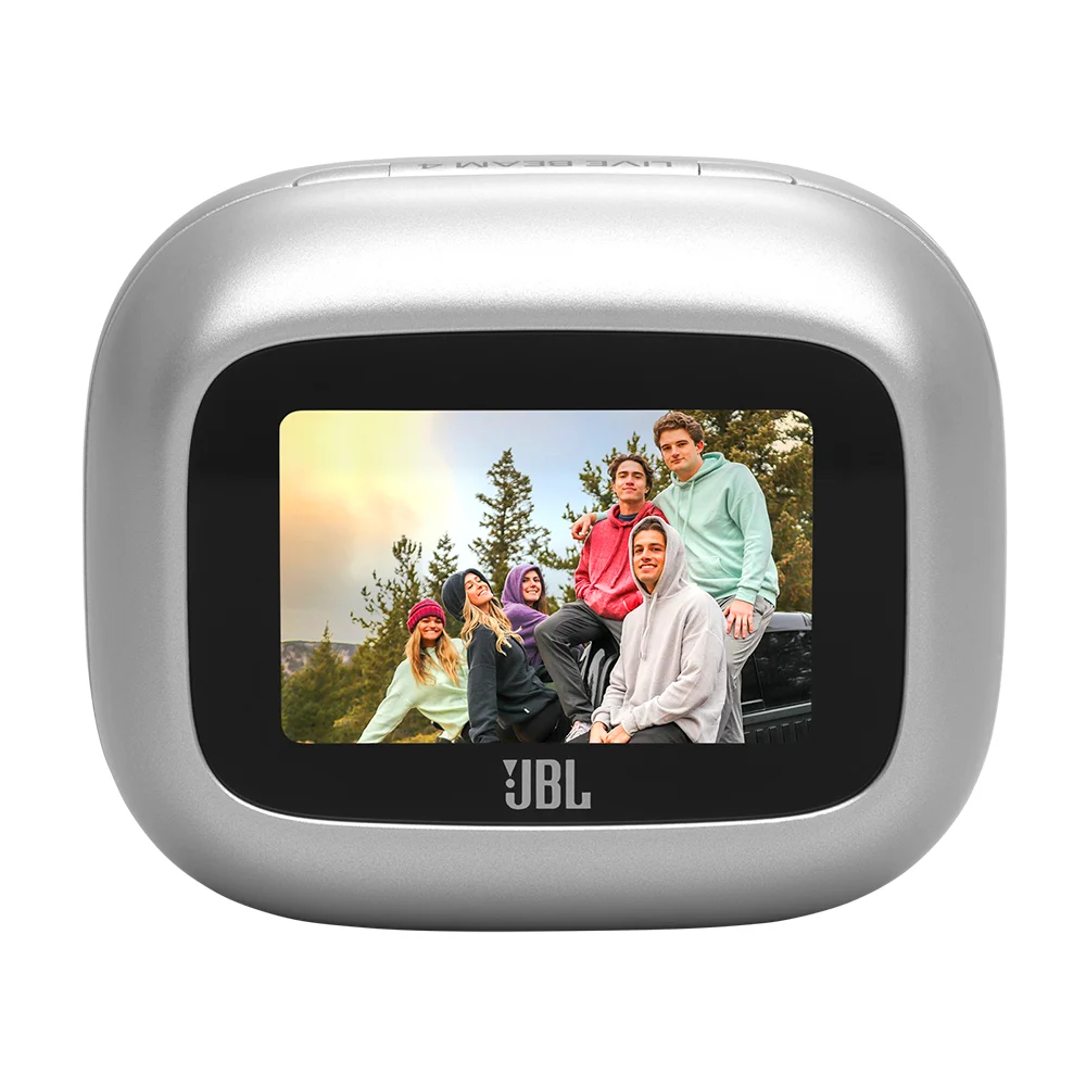 Audífonos In-Ear True Wireless JBL Live Beam 4 Cancelación Ruido Case con Pantalla Plateado - JBLLIVEBEAM4SILAM