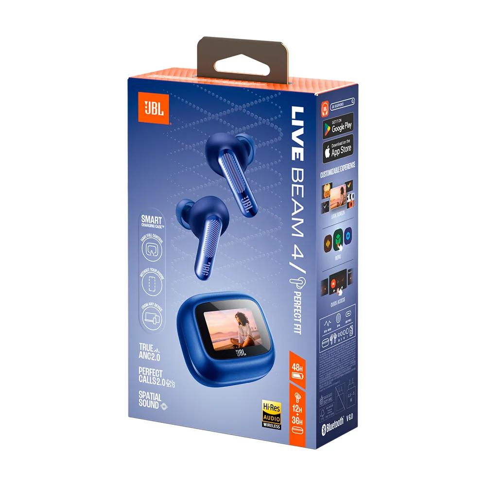 Audífonos In-Ear True Wireless JBL Live Beam 4 Cancelación Ruido Case con Pantalla Azul - JBLLIVEBEAM4BLUAM