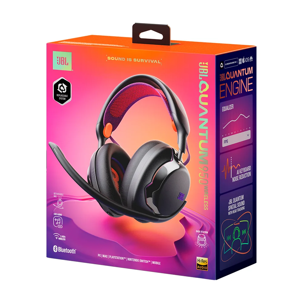 Audífonos Gamer Inalámbricos JBL Quantum 950 Cancelación Ruido QuantumSPATIAL 360 Negro - JBLQTUM950BLK