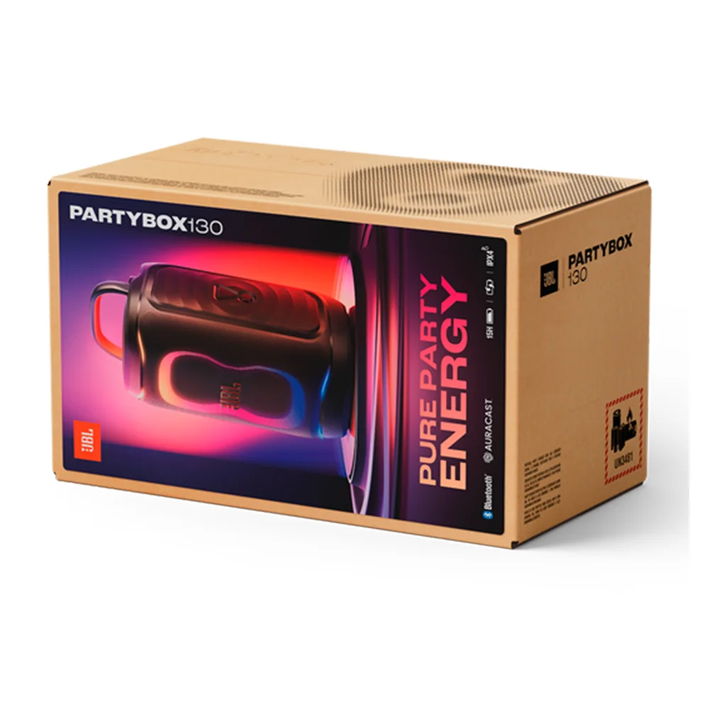 Parlante Portátil Bluetooth JBL PartyBox 130 Luces Rítmicas Batería hasta 15h IPX4 Blanco - JBLPB130WHTAM