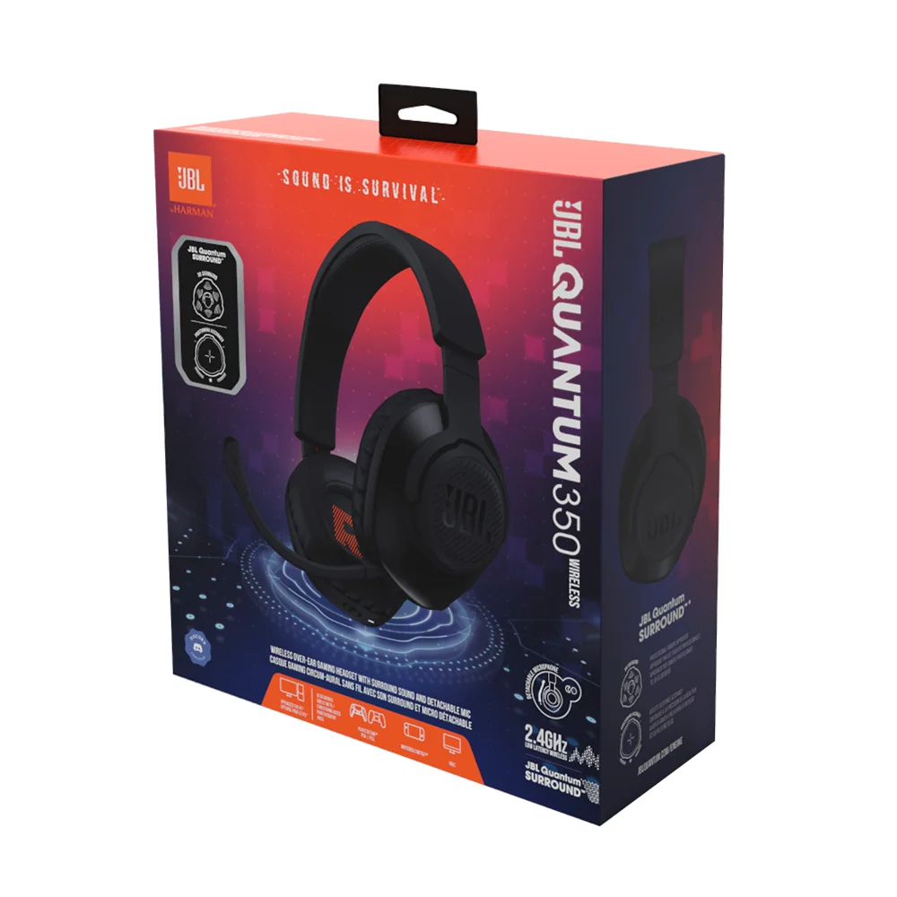 Audífonos Gamer Inalámbricos JBL Quantum 350 Wireless Receptor USB 2.4GHz Micrófono Negro - JBLQ350WLBLKAM