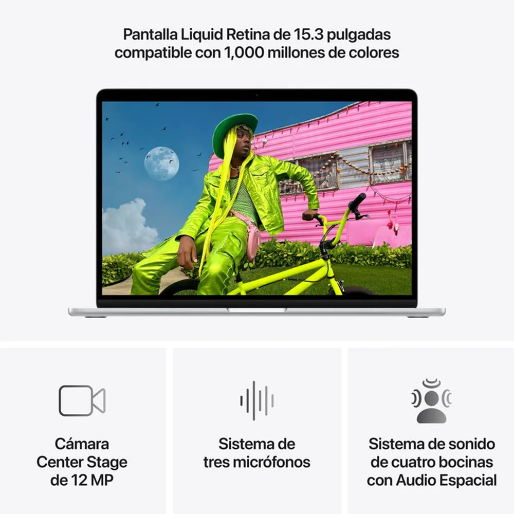 Laptop Apple MacBook Air 15.3" Liquid Retina (Chip M5 CPU 10c, GPU 10c, 16GB, 512GB SSD, macOS) - Plata (MDV94E/A)