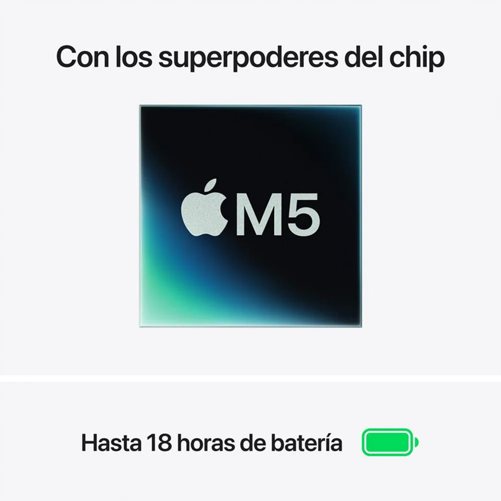 Laptop Apple MacBook Air 15.3" Liquid Retina (Chip M5 CPU 10c, GPU 10c, 16GB, 1TB SSD, macOS) - Plata (MDVA4E/A)