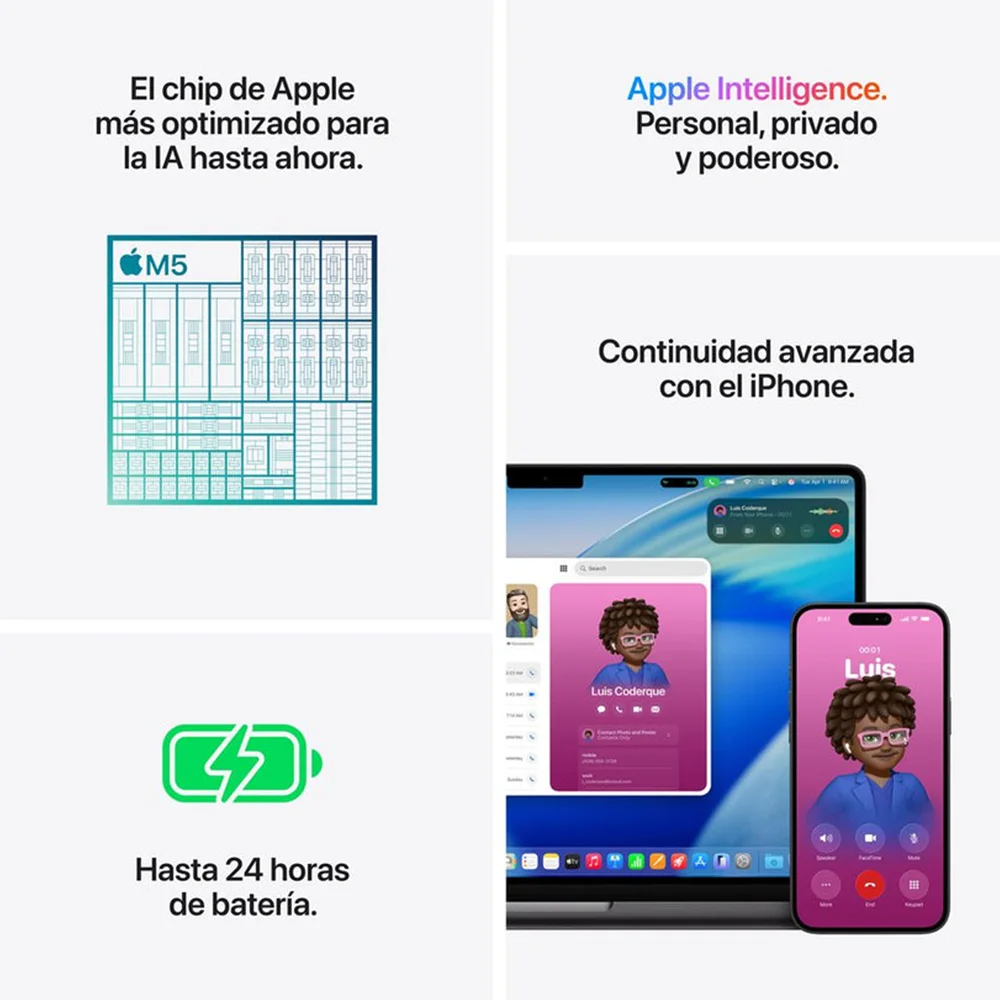 Laptop Apple MacBook Pro 14.2" Liquid Retina XDR (Chip M5 CPU 10c, GPU 10c, 16GB, 1TB SSD, macOS) - Plata (MDE54E/A)