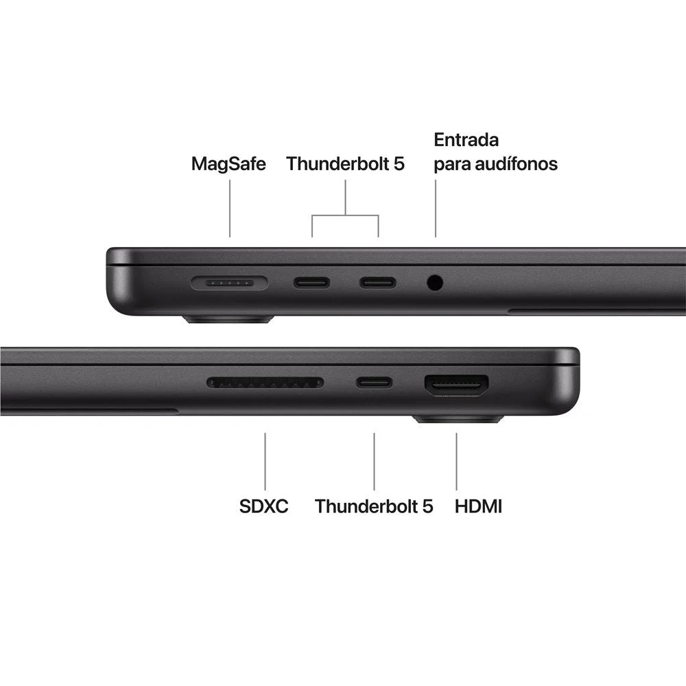 Laptop Apple MacBook Pro 14.2" Liquid Retina XDR (M5 Max 18c, 32c GPU, 36GB, 2TB SSD, macOS) - Negro Espacial (MGDU4E/A)