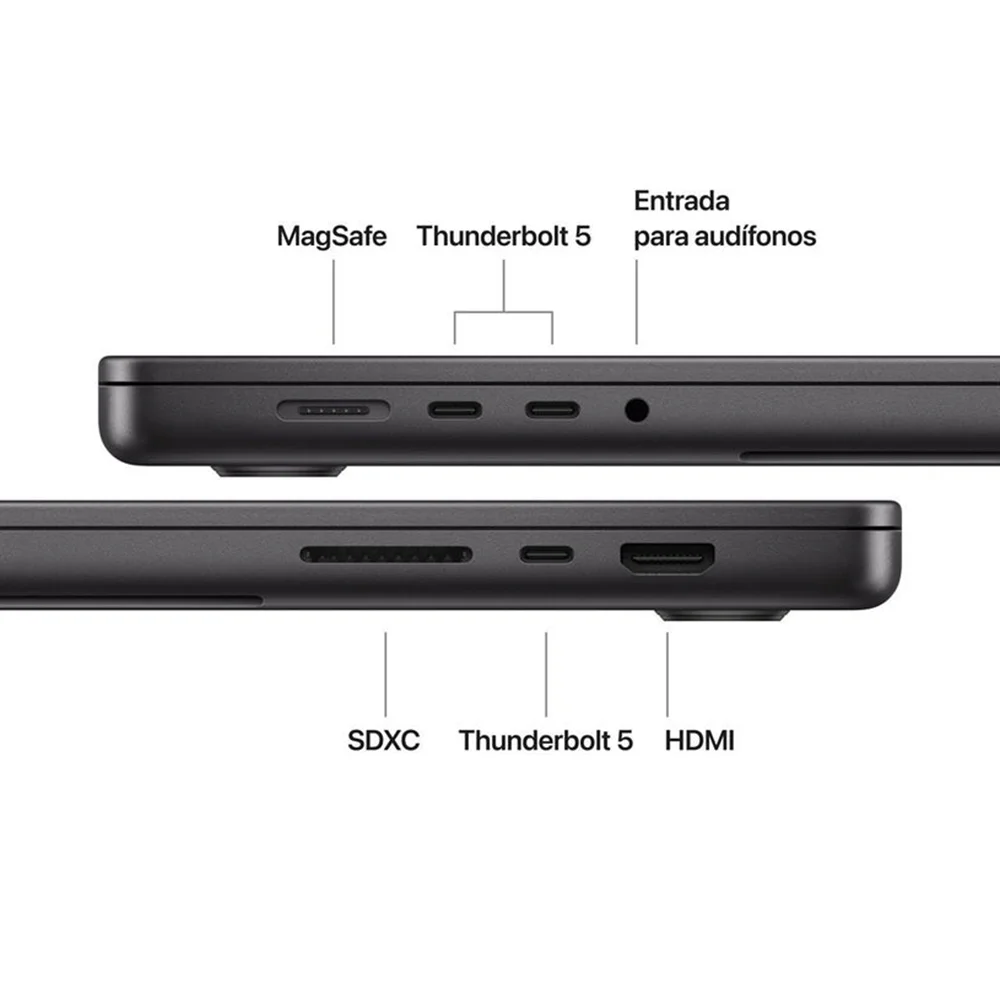 Laptop Apple MacBook Pro 16.2" Liquid Retina XDR (M5 Pro 10c, 16c GPU, 24GB, 1TB SSD, macOS) - Negro Espacial (MGEA4E/A)