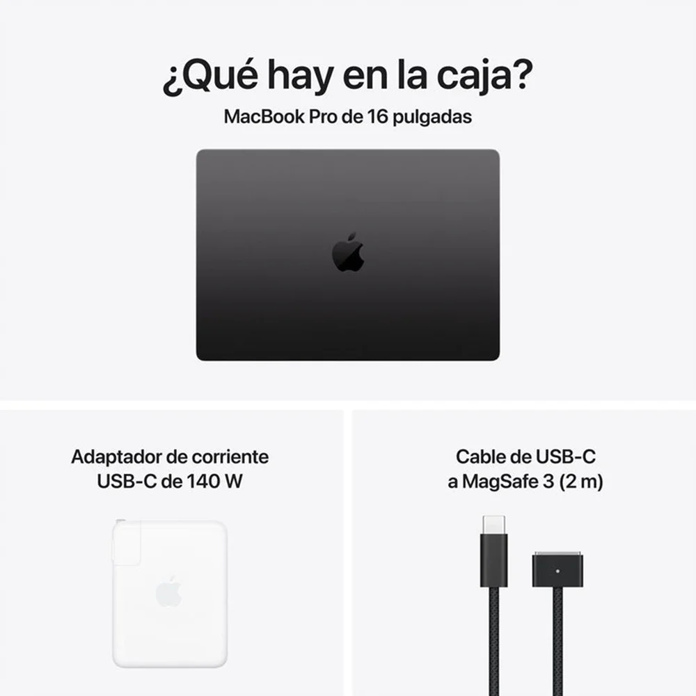 Laptop Apple MacBook Pro 16.2" Liquid Retina XDR (M5 Pro 10c, 16c GPU, 24GB, 1TB SSD, macOS) - Negro Espacial (MGEA4E/A)