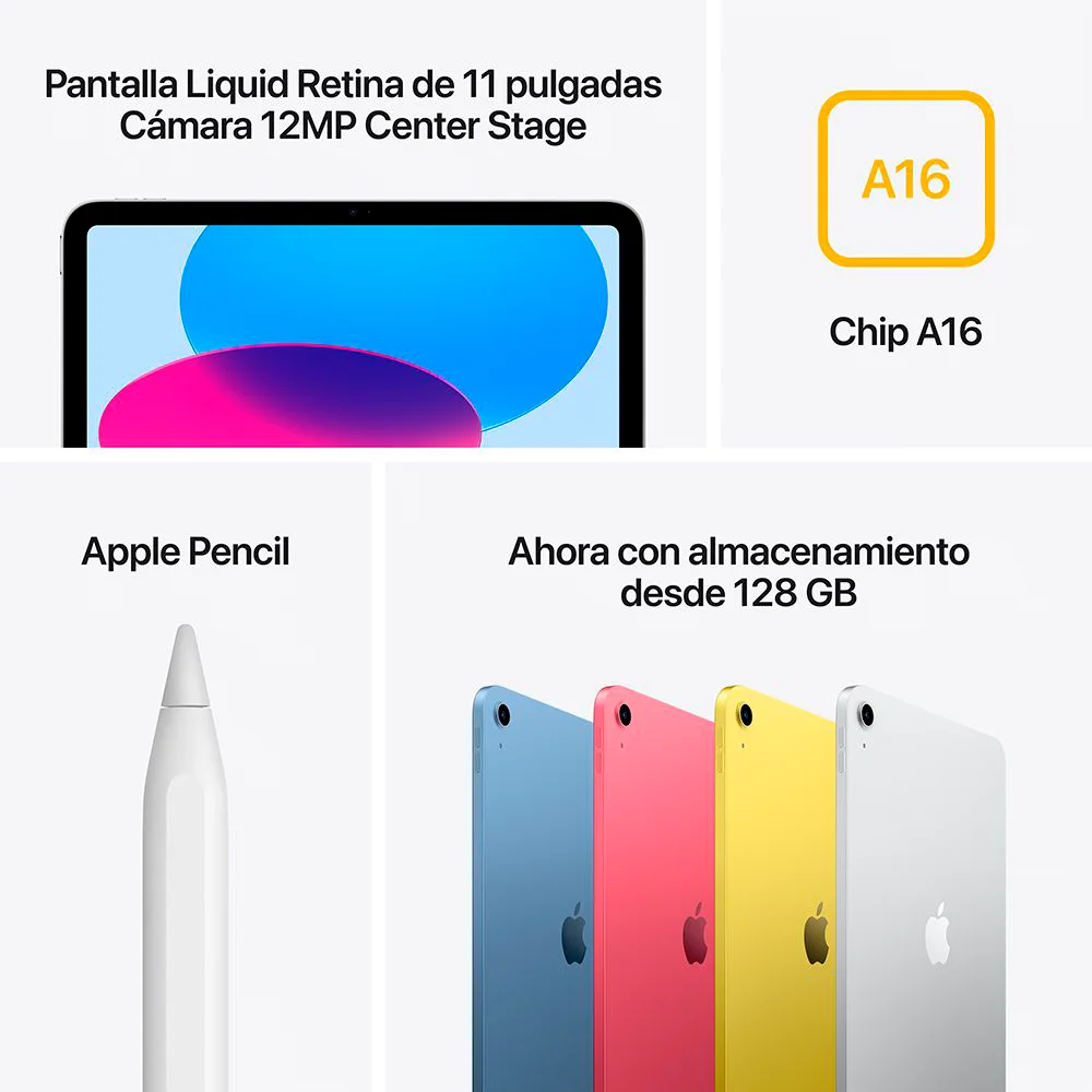 Tablet Apple iPad 11" 11a Gen Liquid Retina (A16 Bionic 6c, GPU 5c, 6GB RAM, 128GB, Wi-Fi) - Azul (MD4A4CL/A)