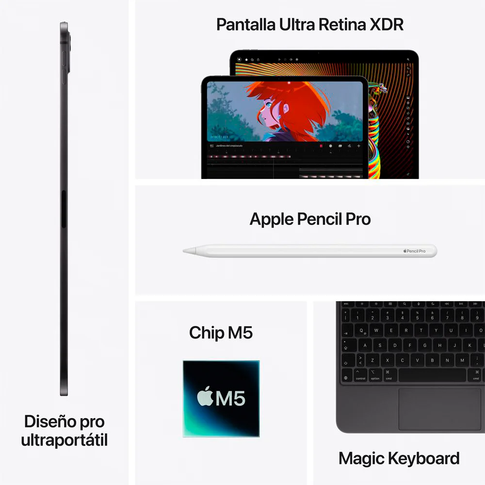 Tablet Apple iPad Pro 11" Ultra Retina XDR OLED (Chip M5 10c, 12GB RAM, 256GB, Wi-Fi) - Plata (MDWL4CL/A)
