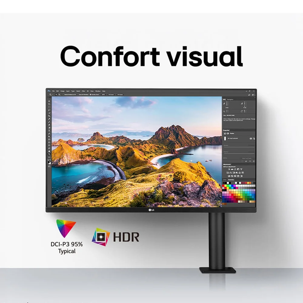 Monitor Profesional LG UltraFine Ergo 32UN880K 31.5" 4K UHD IPS | Brazo C-Clamp, USB-C 60W, Altavoces - 32UN880K