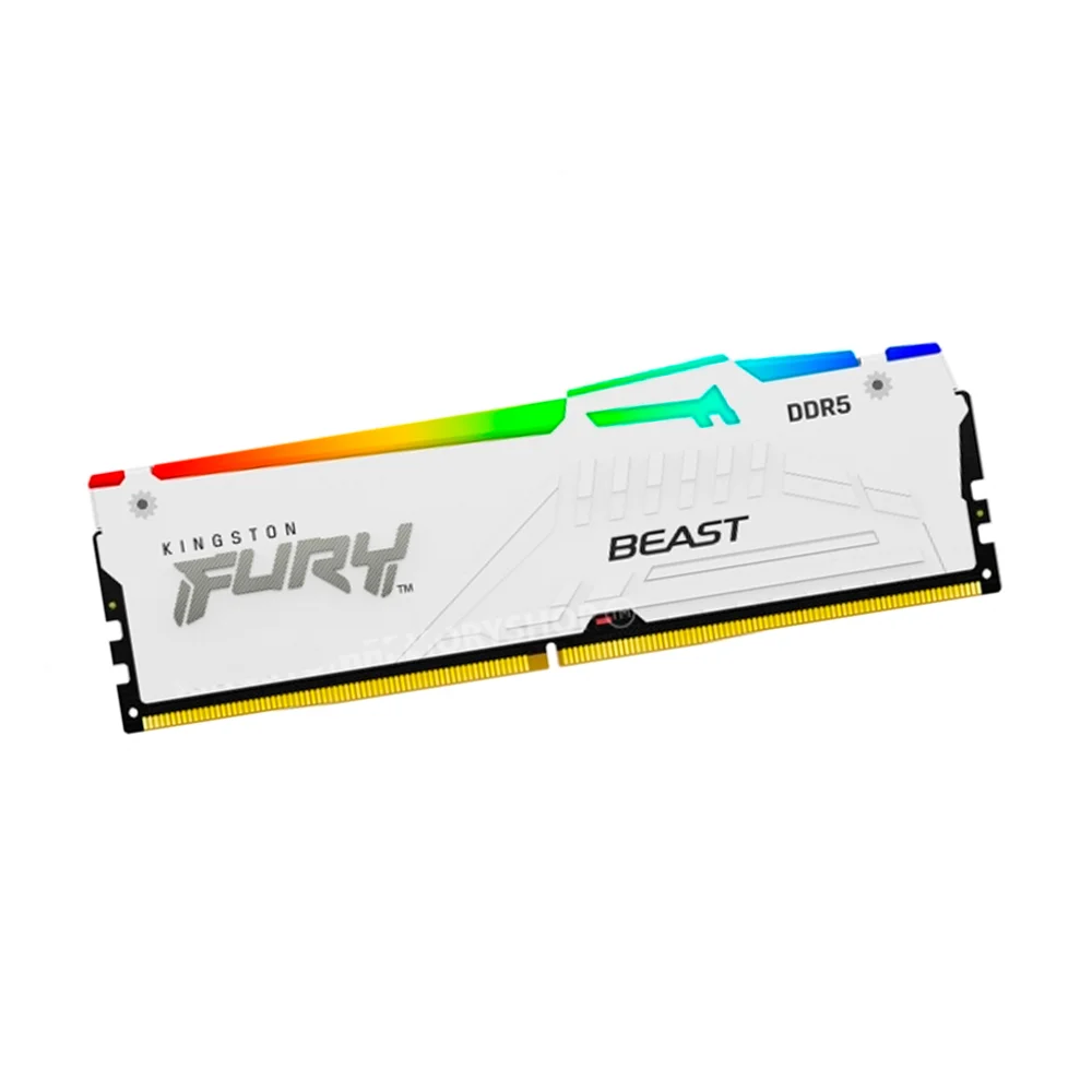 Memoria RAM Kingston Fury Beast White RGB | 16GB DDR5-5200MHz | CL40 | 1.25V | DIMM 288-Pin | RGB | Blanco