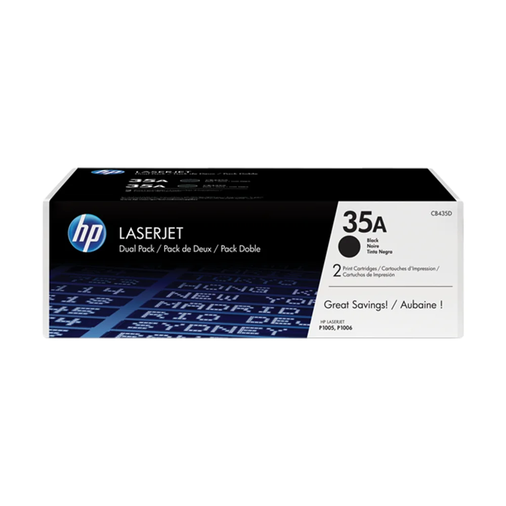 Tóner HP 35A Negro Original CB435AD para HP LaserJet – Pack x2