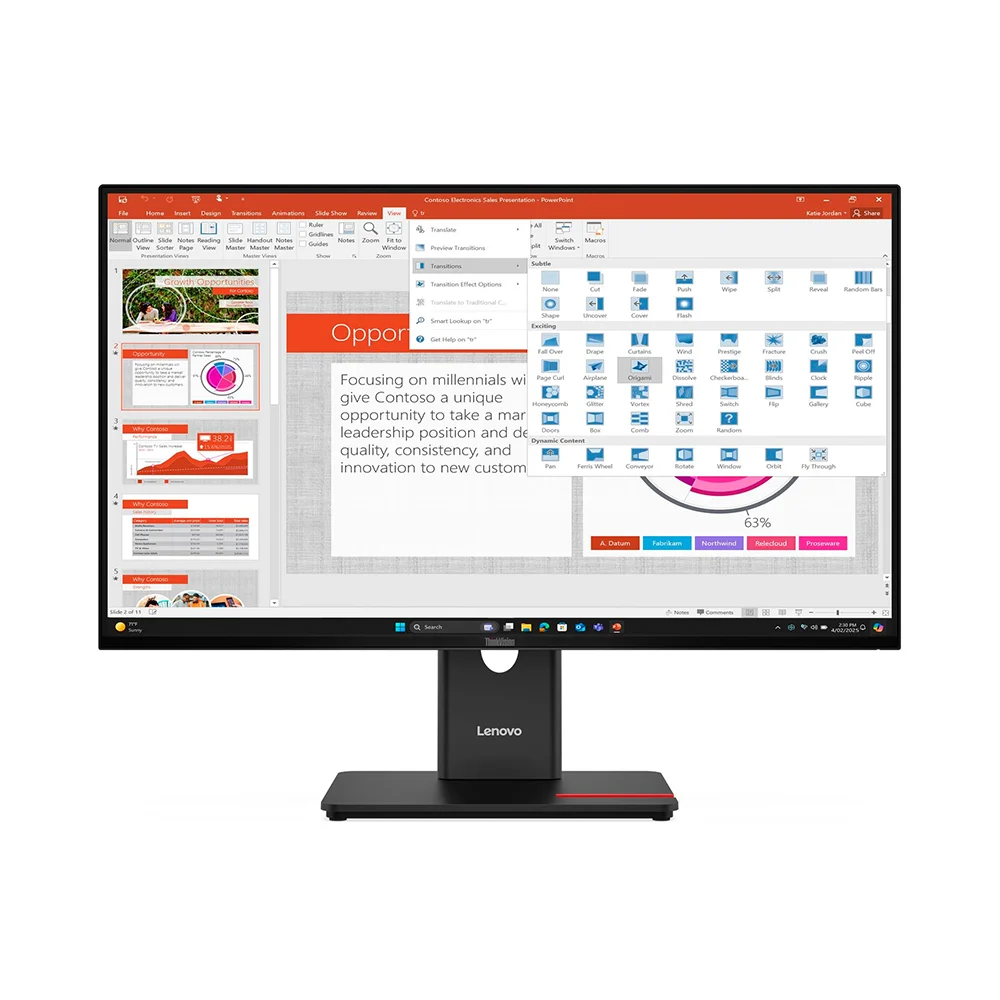 Monitor Lenovo ThinkVision T27-40 (64A5MAR6LA) | 27" FHD (1920×1080) IPS | 120 Hz | HDMI + DP