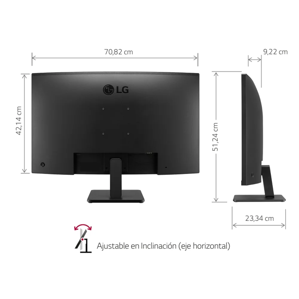 Monitor LG (32MR50C-B) | 31.5" FHD (1920×1080) VA Curvo | 100 Hz | HDMI + DP