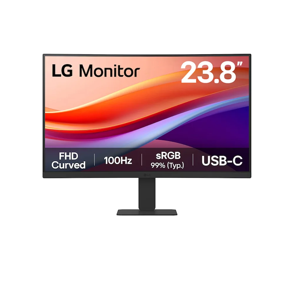 Monitor LG (24U421A-B) | 23.8" FHD (1920×1080) VA Curvo | 100 Hz | USB-C + HDMI + DP