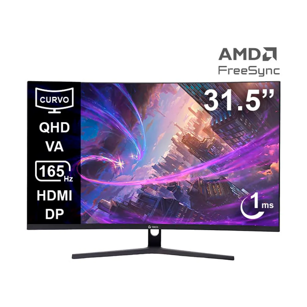 Monitor Teros (TE-3217G) | 31.5" QHD (2560×1440) VA Curvo | 165 Hz | HDMI + DP