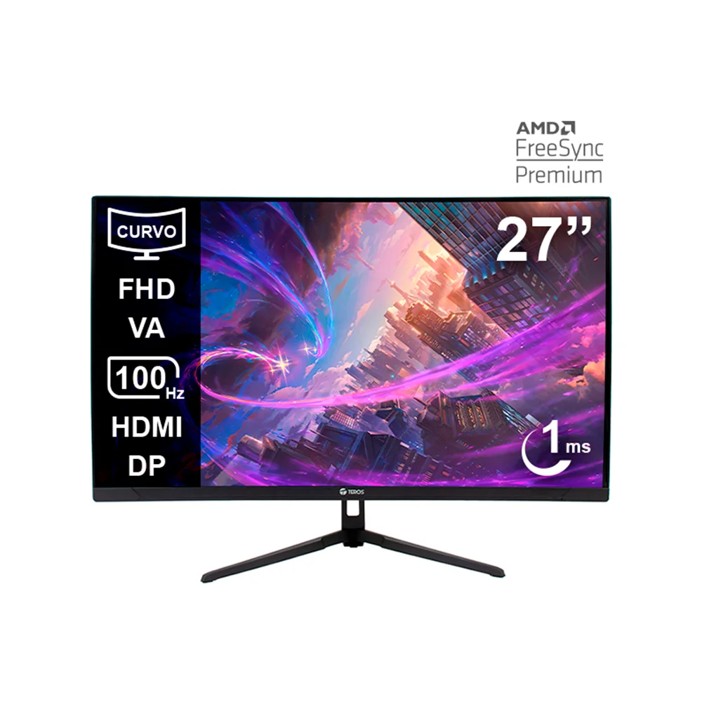Monitor Teros (TE-2732S) | 27" FHD (1920×1080) VA Curvo | 100 Hz | HDMI + DP