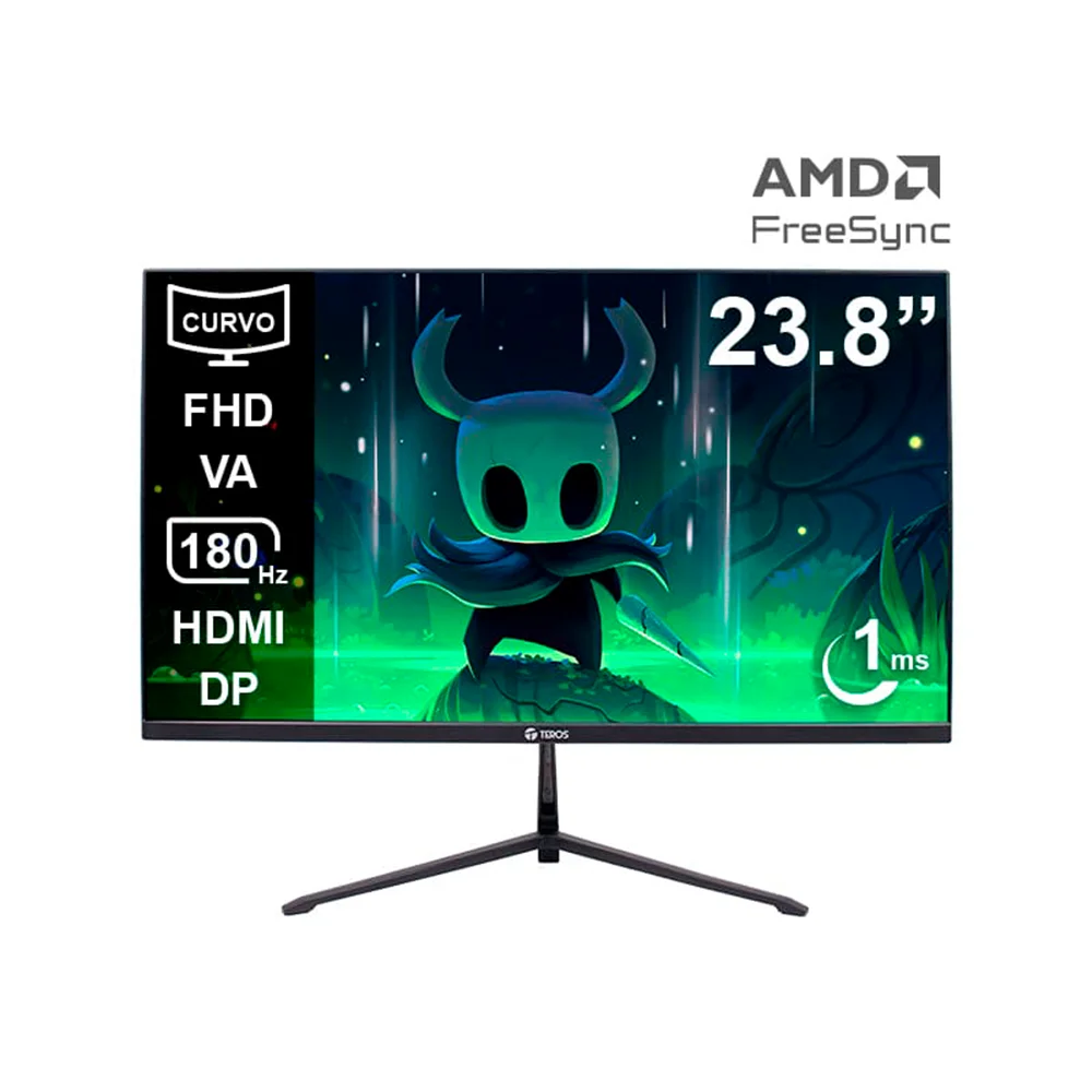 Monitor Teros (TE-2476G) | 23.8" FHD (1920×1080) VA Curvo | 180 Hz | HDMI + DP