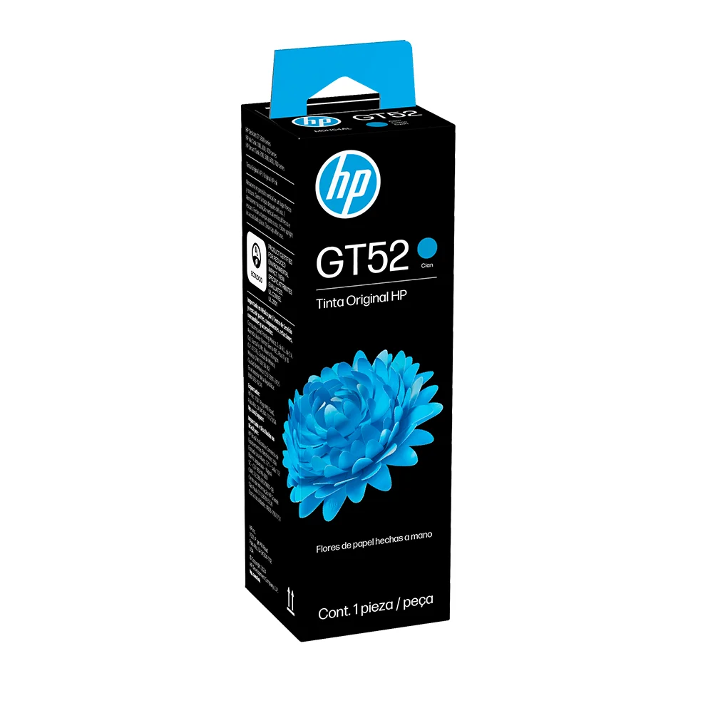 Botella de tinta original HP GT52 cian de 70 ml (M0H54AL)