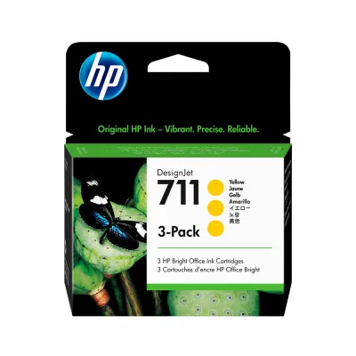 Pack de 3 cartuchos de tinta HP DesignJet 711 amarillo de 29 ml (CZ136A)