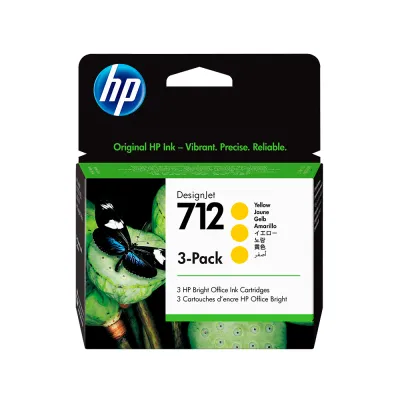 Pack de 3 cartuchos de tinta HP DesignJet 712 amarillo de 29 ml (3ED79A)