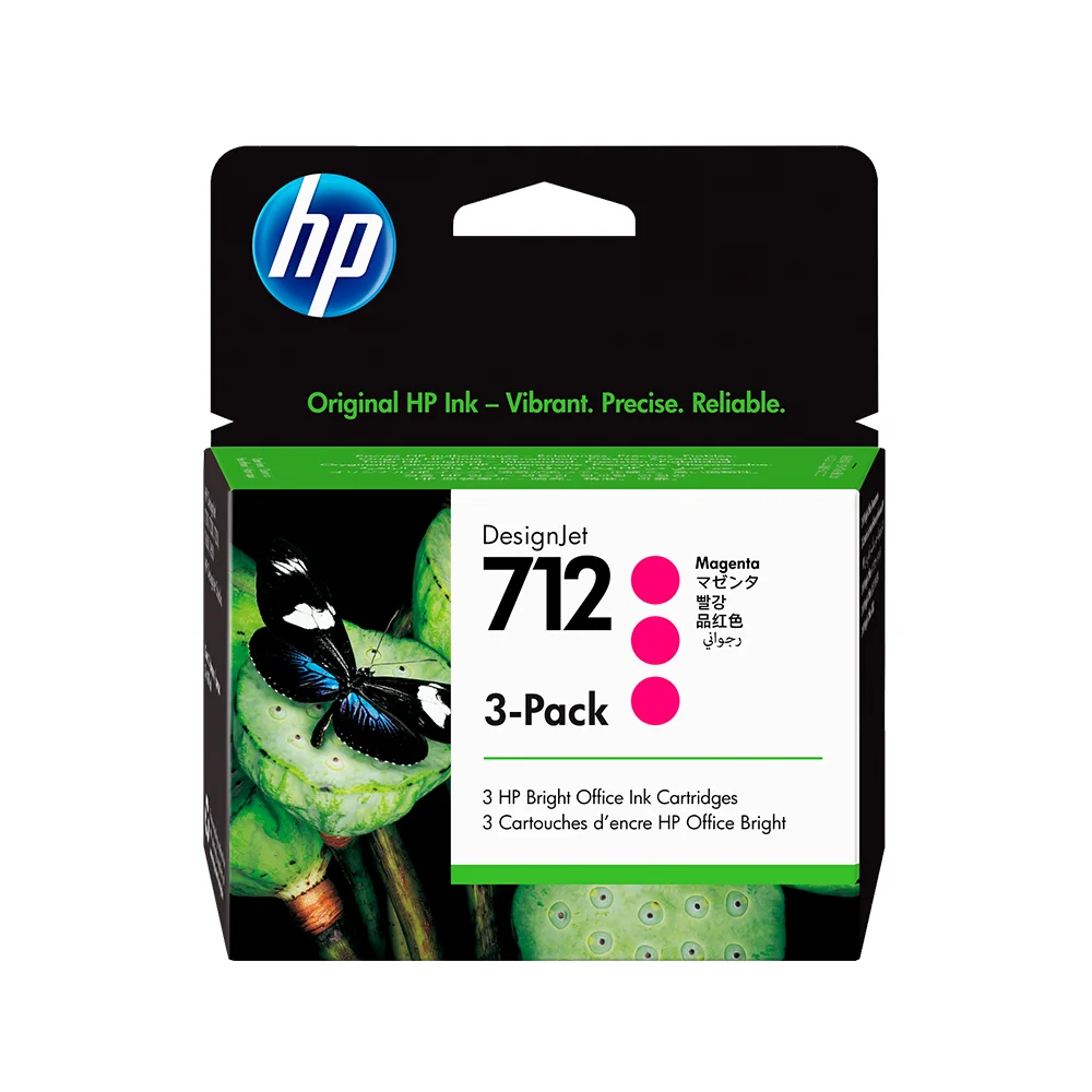 Pack de 3 cartuchos de tinta HP DesignJet 712 magenta de 29 ml (3ED78A)