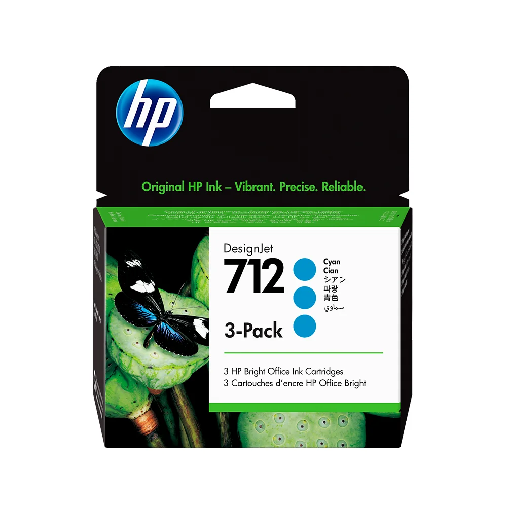 Pack de 3 cartuchos de tinta HP DesignJet 712 cian de 29 ml (3ED77A)