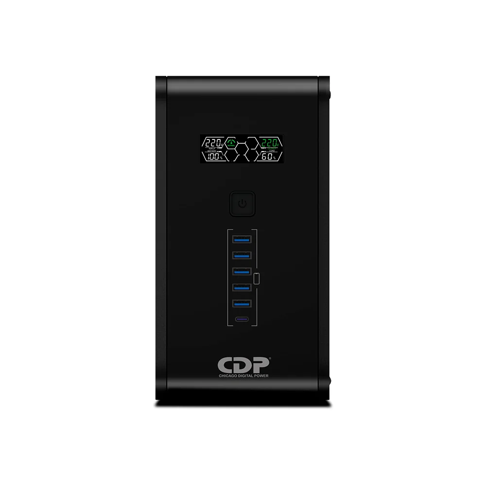 UPS Interactivo CDP R-Smart 751i – 750VA / 375W Mini Torre | LCD 10 Salidas + USB Compacto