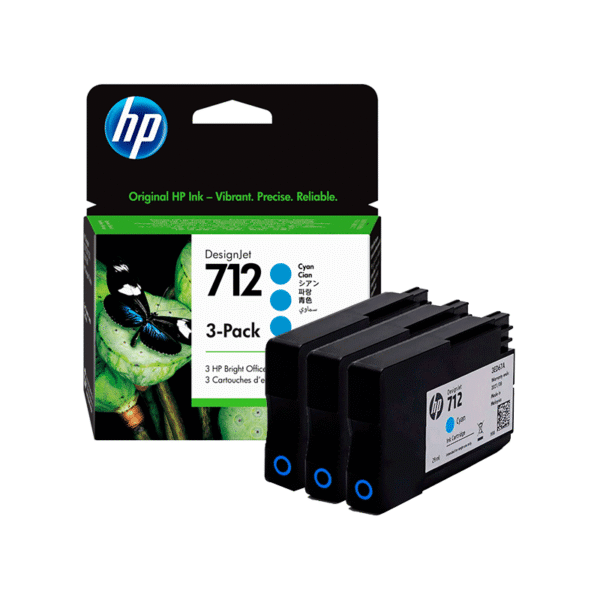 Pack de 3 Cartuchos de Tinta HP DesignJet 712 | Cian | 3×29 ml