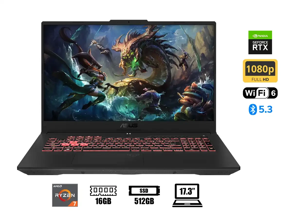 175279488136325 LAPTOP ASUS TUF GAMING A17 FA707NUR-HX035 | AMD RYZEN 7 7435HS 4.5 GHZ | 16GB DDR5 | SSD 512GB |17.3 ’’ FHD | RTX 4050 6GB | FREE DOS | 4 CELDAS ( 90NR0JL5-M001S0 ) - Imagen 1
